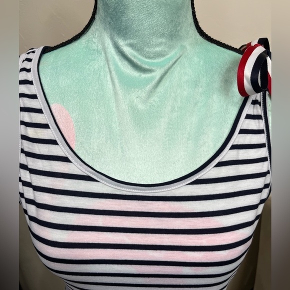 Nwt Women’s Striped Print Sleeveless Maxi Dress With Slit - Picture 5 of 11